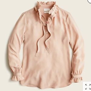 J. Crew Classic-fit ruffleneck silk popover shirt Item BB240